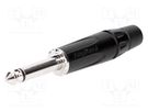 Plug; Jack 6,3mm; male; mono; ways: 2; straight; for cable; black AMPHENOL