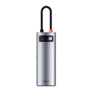 Hub 7in1 Baseus Gleam, USB-C  to 1x HDMI4K 60Hz + 3x USB3.0 + 1x PD + 1x SD/TF (grey), Baseus