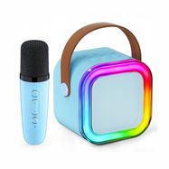 Extralink Kids Mini Karaoke LED Speaker 1x Mic Blue | Karaoke Set | speaker, 1x microphone, Bluetooth, AUX, SD card slot, RGB lighting, EXTRALINK
