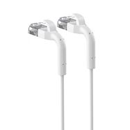 Extralink LAN Patch Cord Cat.6A U/FTP 3m 1Gbps White, Copper Network Cable, U/FTP Twisted Pair, Angled Connector, EXTRALINK