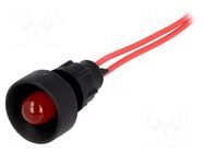 Indicator: LED; recessed; red; 230VAC; Ø13mm; IP20; cables; 300mm ELPROD