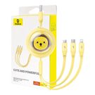 Charging Cable 3w1 Baseus USB to USB-C, USB-M, Lightning 3,5A, 1,1m (yellow), Baseus