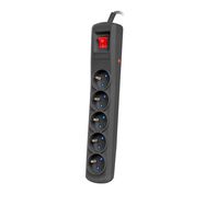 Arcon R5 5m Black Power Strip, Surge Protector, 5 Outlets, 5m Cable, ARMAC