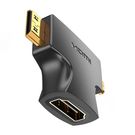 Adapter 2in1 HDMI to Micro/Mini HDMI Vention AGFB0 4K 30Hz (black), Vention