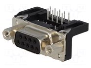 Connector: D-Sub; PIN: 9; socket; female; on PCBs; angled 90°; THT HARTING