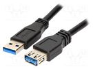 Cable; USB 3.0; USB A socket,USB A plug; nickel plated; 1m; black LOGILINK