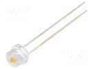 LED; 4.8mm; white warm; 120°; Front: convex; 2.9÷3.6V; No.of term: 2 OPTOSUPPLY