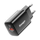 Wall Charger USB-C+USB-A 30W Essager PD+QC (black), Essager
