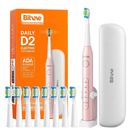 Sonic toothbrush with tips set, holder and case D2 (pink), Bitvae