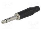 Plug; Jack 6,3mm; male; stereo; ways: 3; straight; for cable; grey AMPHENOL