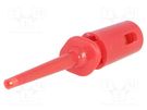 Clip-on probe; hook type; 0.3A; 60VDC; red; Grip capac: max.1.1mm 