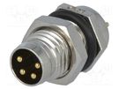 Connector: M8; male; PIN: 4; for panel mounting,front side nut AMPHENOL LTW