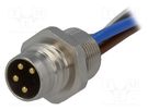 Connector: M8; 0.2m; male; PIN: 4; for panel mounting,screw-in CONEC