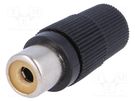 Plug; RCA; female; straight; soldering; black; for cable NINIGI