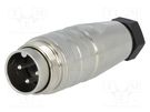 Connector: M16; plug; male; soldering; for cable; PIN: 3; 5A; 300V AMPHENOL