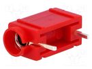 Socket; 4mm banana; 24A; 60VDC; red; silver plated; PCB; insulated 