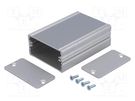 Enclosure: with panel; AKG; X: 55mm; Y: 80mm; Z: 28mm; aluminium; grey FISCHER ELEKTRONIK