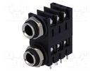 Socket; Jack 6,3mm; female; double,stereo,with triple switch AMPHENOL