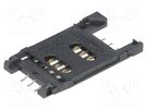 Connector: for cards; SIM; with hinged holder; SMT; PIN: 6; 2.5mm AMPHENOL