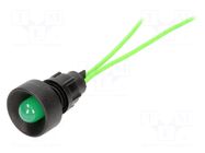 Indicator: LED; recessed; green; 230VAC; Ø13mm; IP20; cables; 300mm ELPROD