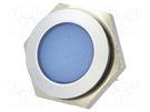 Indicator: LED; flat; blue; 12÷14VDC; Ø22mm; IP67; metal; ØLED: 20mm SIGNAL-CONSTRUCT