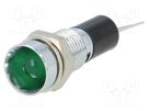 Indicator: LED; recessed; green; 12VDC; Ø8mm; for PCB; brass MENTOR