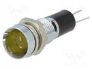 Indicator: LED; recessed; yellow; 12VDC; Ø8mm; for PCB; brass MENTOR