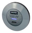 USB CHARGER RCPT, 2PORT, GREY