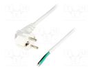 Cable; 3x1mm2; CEE 7/7 (E/F) plug angled,wires; PVC; 2.5m; white LIAN DUNG
