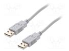 Cable; USB 2.0; USB A plug,both sides; 1m; grey; Core: Cu BQ CABLE