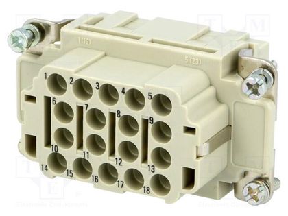Connector: HDC; female; Han EE; PIN: 18; 18+PE; size 10B; crimped HARTING 09320183101