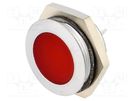 Indicator: LED; flat; red; 24÷28VDC; Ø22mm; IP67; metal; ØLED: 20mm SIGNAL-CONSTRUCT