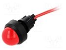 Indicator: LED; prominent; red; 230VAC; Ø13mm; IP40; leads 300mm POLAM-ELTA