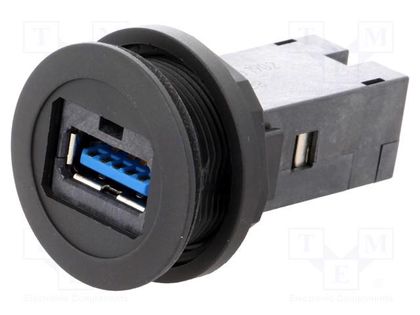 USB socket; 22mm; har-port; -25÷70°C; Ø22.3mm; IP20; black HARTING 09454521904