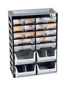 SMALL PARTS CABINET, PS/PP, BLK/CLR/YEL