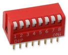 DIP SWITCH, 8POS, SPST-NO, PIANO KEY, TH