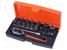 Wrenches set; 6-angles,socket spanner; tool steel; 25pcs. BAHCO