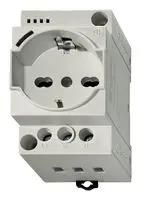 POWER OUTLET, 16A, GREY, PANEL/DIN RAIL