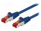 Patch cord; S/FTP; 6; stranded; CCA; PVC; blue; 0.25m; 27AWG Goobay
