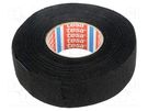 Tape: textile; W: 25mm; L: 15m; Thk: 0.3mm; Automotive; black; 105°C TESA