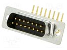 D-Sub; PIN: 15; socket; male; on PCBs; angled 90°; THT; 5A; -55÷125°C MH CONNECTORS