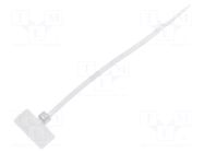 Cable tie; with label; L: 110mm; W: 2.5mm; natural; polyamide; 80N BM GROUP