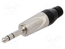 Plug; Jack 6,3mm; male; mono; ways: 2; straight; for cable; black AMPHENOL