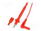 Test lead; 12A; probe tip,banana plug 4mm; with protection; red ELECTRO-PJP