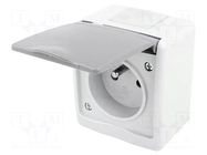 Connector: AC supply; socket; 2P+PE; 250VAC; 16A; grey; wall mount PAWBOL