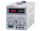 Power supply: laboratory; switched-mode,single-channel; 0÷36VDC GW INSTEK
