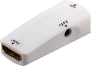 Standard Compact HDMI™/VGA-Adapter Incl. Audio, gold-plated, white - HDMI™ female (Type A) > VGA female (15-pin) + 3.5 mm female (3-pin, stereo)