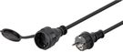 Mains Cable Outdoor, 25 m, Black, 25 m - safety plug hybrid (type E/F, CEE 7/7) > safety socket (Type F, CEE 7/3)