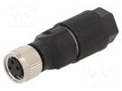 Connector: M8; female; PIN: 3; straight; for cable; plug; 4A; 40V LAPP