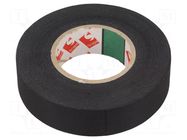 Tape: textile; W: 19mm; L: 30m; Thk: 0.14mm; caoutchouc; black; 38% SCAPA
